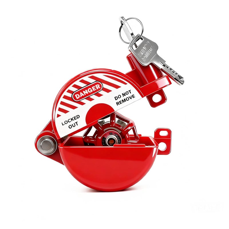 Young Dance Self-Locking Plastic Gate Valve Lockout Device,1 to 2-1/2 in Dia Valve Handles,Hose Bib Lock for Outdoor Faucet Knob/Gas Valve/Propane Tank,Outside Garden Valves,(1 Pack,Red) - Image 1